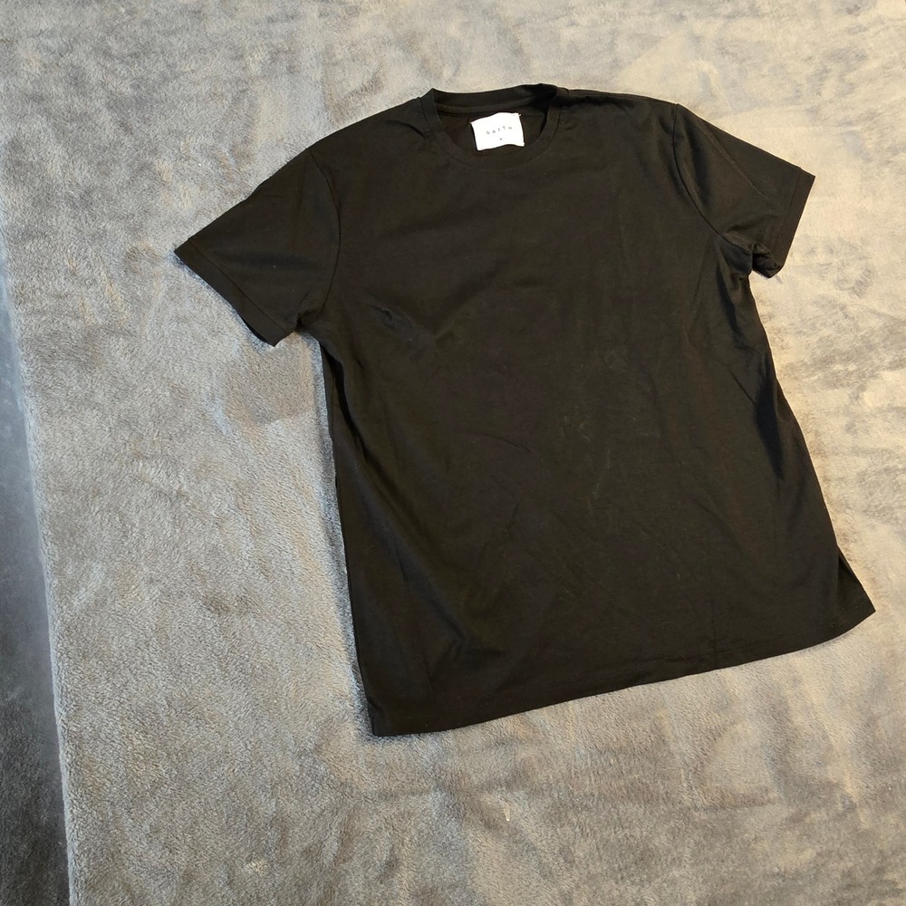 Raith Black Cotton T-Shirt Men M Minimalist Basic Casual Streetwear‎ Tee Comfort - Picture 2 of 11